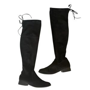 American Eagle Outfitters  Ae Tie Overtheknee Black Faux Suede Boots Size 8